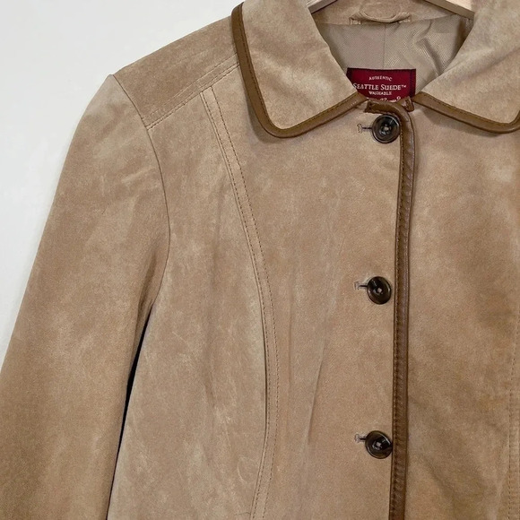 Eddie Bauer Women's Tan Suede Jacket Coat Blazer Small - Picture 6 of 16